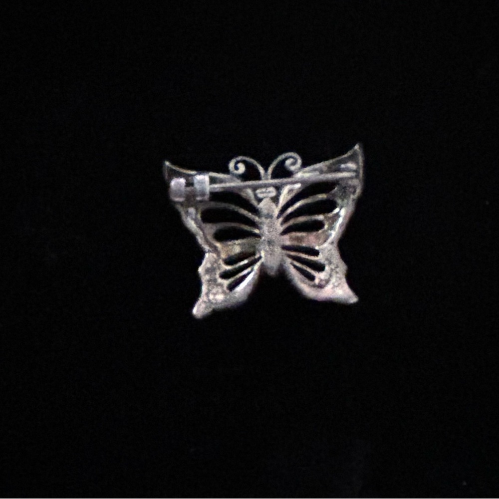 Vintage Sterling Silver Marcasites Butterfly Brooch - Picture 2 of 5